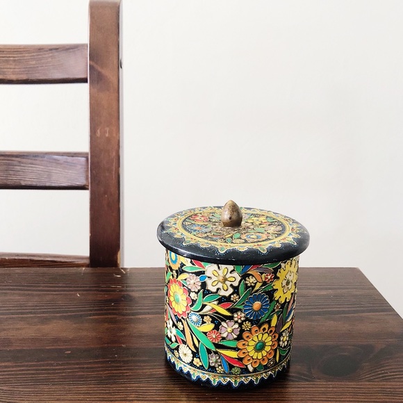 Vintage Other - Vintage Floral Enamel Storage Tin